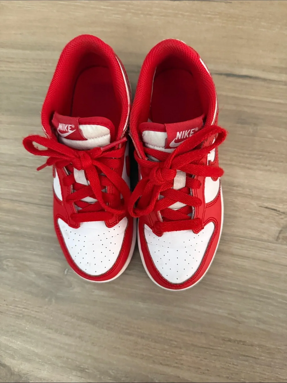Nike Dunks Kids Red and White Low-Top Sneakers